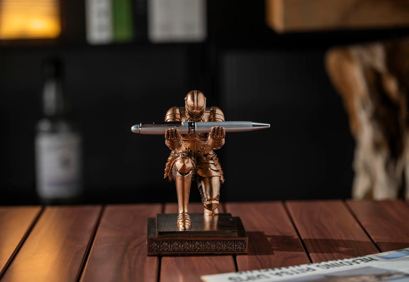 Amoysanli Knight Pen Holder Desk Organizers and Accessories Desk Decor Resin Pen Holder as Gift with a Cool Pen for Office and Home (Red) - Image 5